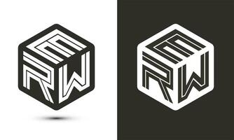 ERW letter logo design with illustrator cube logo, vector logo modern alphabet font overlap style.