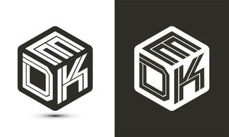 EDK letter logo design with illustrator cube logo, vector logo modern alphabet font overlap style.