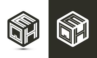 EQH letter logo design with illustrator cube logo, vector logo modern alphabet font overlap style.