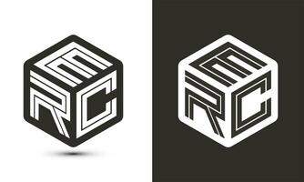 erc letra logo diseño con ilustrador cubo logo, vector logo moderno alfabeto fuente superposición estilo.