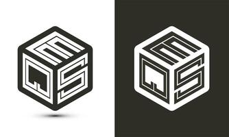 EQS letter logo design with illustrator cube logo, vector logo modern alphabet font overlap style.