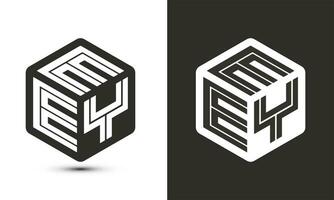 EEY letter logo design with illustrator cube logo, vector logo modern alphabet font overlap style.