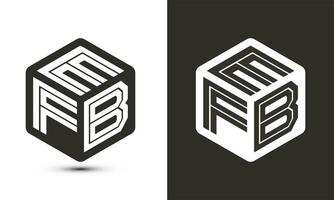 EFB letter logo design with illustrator cube logo, vector logo modern alphabet font overlap style.