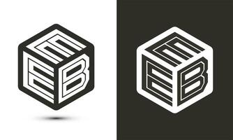 EEB letter logo design with illustrator cube logo, vector logo modern alphabet font overlap style.