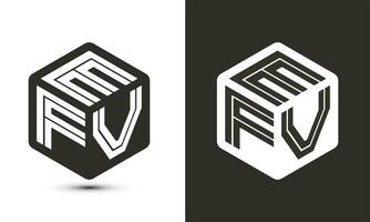 efv letra logo diseño con ilustrador cubo logo, vector logo moderno alfabeto fuente superposición estilo.