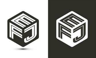 EFJ letter logo design with illustrator cube logo, vector logo modern alphabet font overlap style.