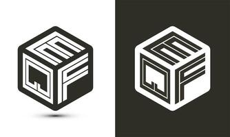 EQF letter logo design with illustrator cube logo, vector logo modern alphabet font overlap style.