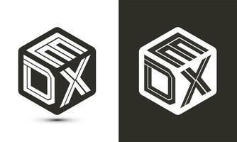 edx letra logo diseño con ilustrador cubo logo, vector logo moderno alfabeto fuente superposición estilo.