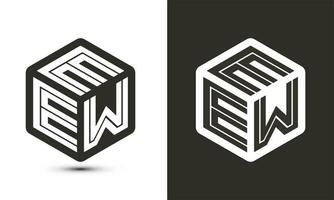 EEW letter logo design with illustrator cube logo, vector logo modern alphabet font overlap style.