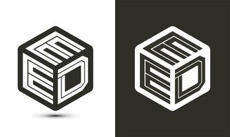 EED letter logo design with illustrator cube logo, vector logo modern alphabet font overlap style.