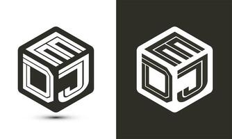 EDJ letter logo design with illustrator cube logo, vector logo modern alphabet font overlap style.