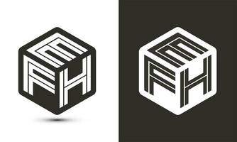 EFH letter logo design with illustrator cube logo, vector logo modern alphabet font overlap style.