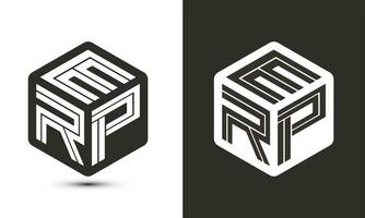 erp letra logo diseño con ilustrador cubo logo, vector logo moderno alfabeto fuente superposición estilo.