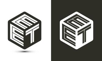 EET letter logo design with illustrator cube logo, vector logo modern alphabet font overlap style.