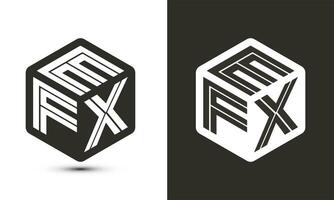 EFX letter logo design with illustrator cube logo, vector logo modern alphabet font overlap style.