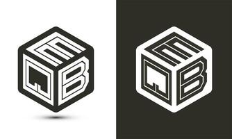 EQB letter logo design with illustrator cube logo, vector logo modern alphabet font overlap style.