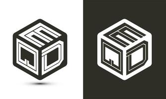 EQD letter logo design with illustrator cube logo, vector logo modern alphabet font overlap style.