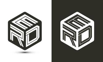 ERD letter logo design with illustrator cube logo, vector logo modern alphabet font overlap style.