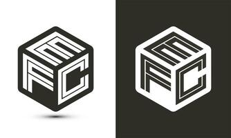 efc letra logo diseño con ilustrador cubo logo, vector logo moderno alfabeto fuente superposición estilo.