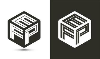 efp letra logo diseño con ilustrador cubo logo, vector logo moderno alfabeto fuente superposición estilo.