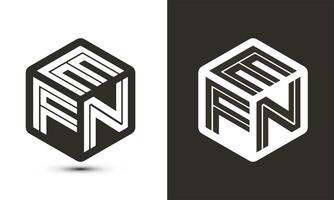 efn letra logo diseño con ilustrador cubo logo, vector logo moderno alfabeto fuente superposición estilo.