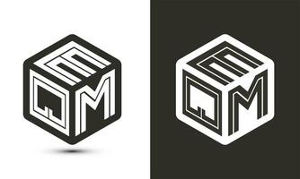 eqm letra logo diseño con ilustrador cubo logo, vector logo moderno alfabeto fuente superposición estilo.