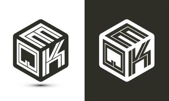 EQK letter logo design with illustrator cube logo, vector logo modern alphabet font overlap style.