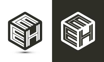 EEH letter logo design with illustrator cube logo, vector logo modern alphabet font overlap style.