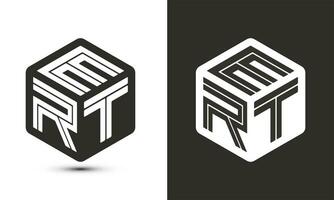 ert letra logo diseño con ilustrador cubo logo, vector logo moderno alfabeto fuente superposición estilo.