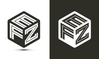 EFZ letter logo design with illustrator cube logo, vector logo modern alphabet font overlap style.
