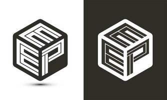 EEP letter logo design with illustrator cube logo, vector logo modern alphabet font overlap style.