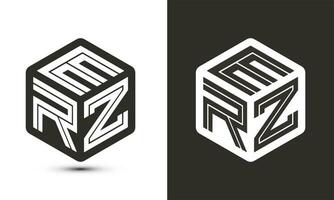 erz letra logo diseño con ilustrador cubo logo, vector logo moderno alfabeto fuente superposición estilo.