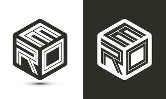 ero letra logo diseño con ilustrador cubo logo, vector logo moderno alfabeto fuente superposición estilo.