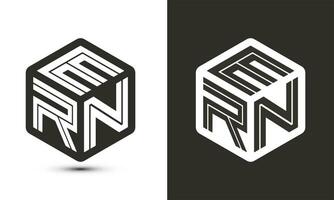 ern letra logo diseño con ilustrador cubo logo, vector logo moderno alfabeto fuente superposición estilo.