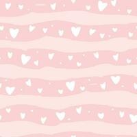 Seamless pattern with cute chaotic hearts. Delicate print for Valentine's Day. Vector graphics.