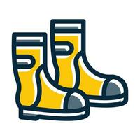 Water Boots Vector Thick Line Filled Dark Colors