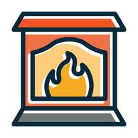 Fireplace Vector Thick Line Filled Dark Colors