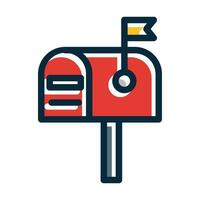 Mail Box Vector Thick Line Filled Dark Colors