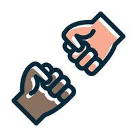 Fist Bump Vector Thick Line Filled Dark Colors