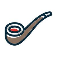 Smoking Pipe Vector Thick Line Filled Dark Colors