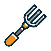 Garden Fork Vector Thick Line Filled Dark Colors