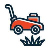 Lawn Mower Vector Thick Line Filled Dark Colors