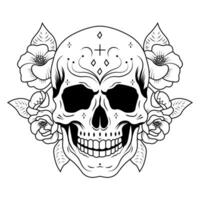 Floral skull head vector