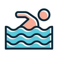 Swimming Vector Thick Line Filled Dark Colors