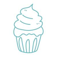 doodle cupcake with cream hand drawn design vector