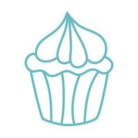 line drawing of simple cupcakes decorated with cream vector