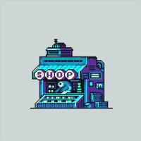 Pixel art illustration Shop. Pixelated Shop. Shop Building pixelated for the pixel art game and icon for website and video game. old school retro. vector