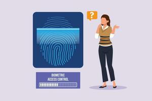 Face recognition, voice authentication and retina scanning. Biometric authentication concept. Colored flat vector illustration isolated.