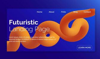 Liquid Landing page of Fluid shaped background.Colorful futuristic gradient. Geometric background vector