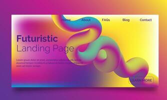 3D flowing blend gradient  design for web site, colorful fluid shape isolated on background, futuristic design backdrop, landing page vector